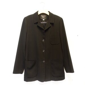 Womens Blazer 8 Wool Black Single Breasted Pea Coat Front Pockets Canada Teenflo